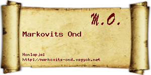 Markovits Ond névjegykártya